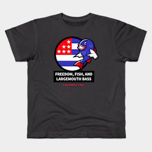 Freedom, Fish, and Largemouth Bass: A Patriotic Trio Kids T-Shirt